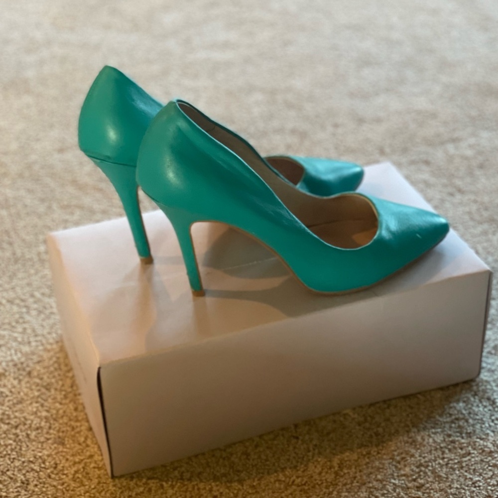 ALDO Teal Leather High Heels, Size 8